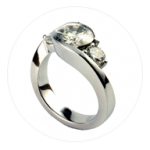 Half Bezel Diamond Engagement Ring
