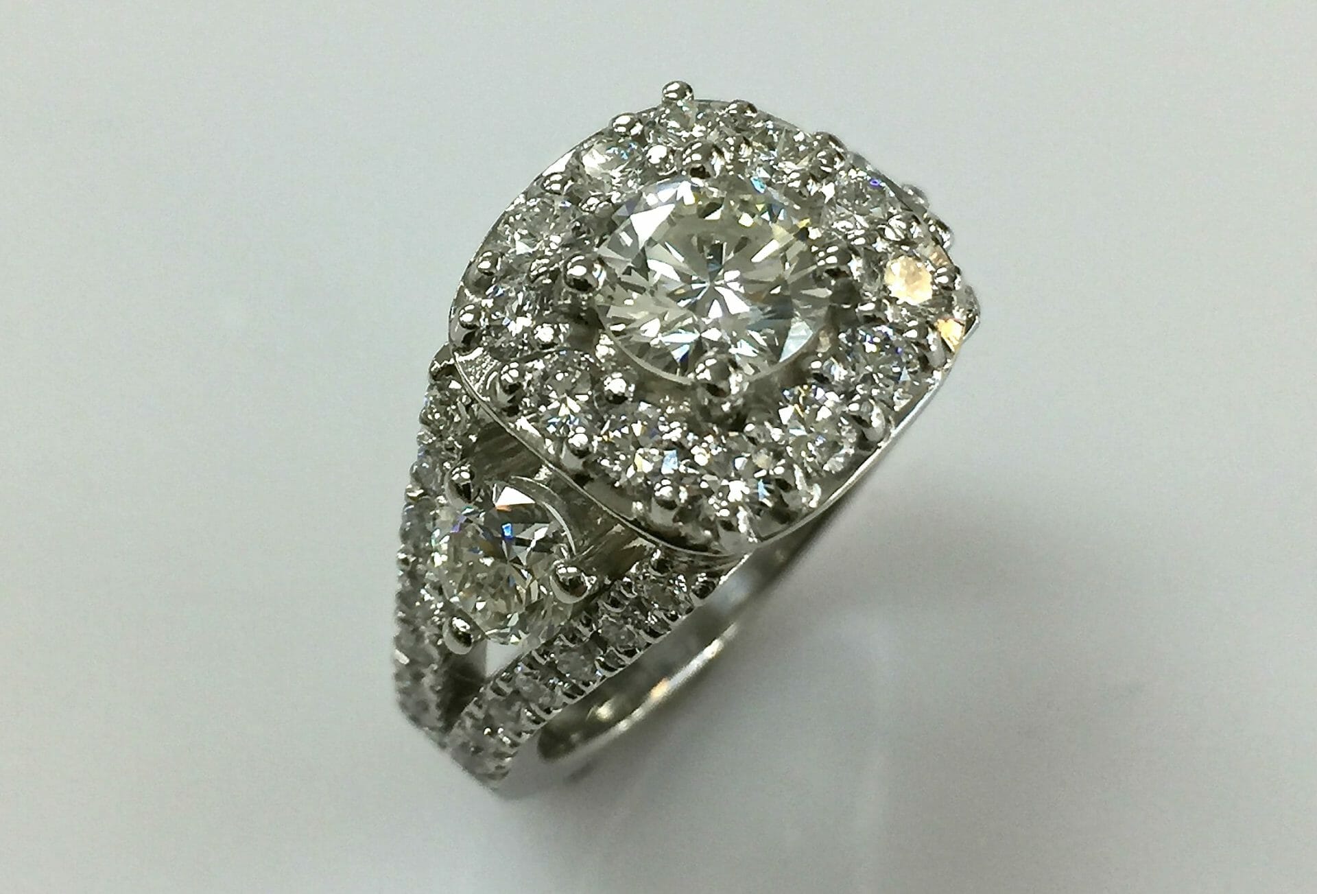 top view regina split shank diamond engagement ring