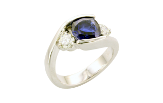three stone sapphire and diamond ring