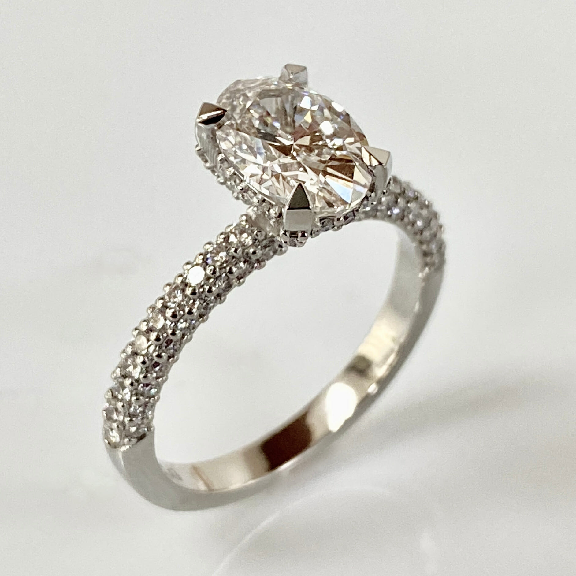 example of an oval diamond cut engagement ring by keezing kreations